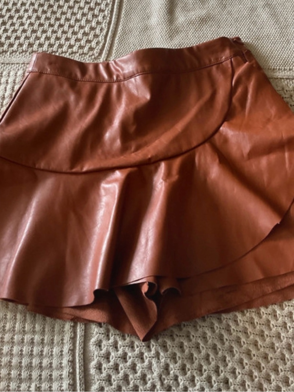 The Impeccable Pig Rust Faux Leather Mini Skirt size S